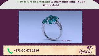 Flower Ring Green Emeralds amp Diamonds Ring in 18K White Gold Miracle Diamonds  Miracle Diamonds [upl. by Cirdec]