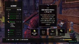 ESO Master Craft Alchemy Writ Escapist Poison IX with Unstoppable Restore Magicka Spell Crit [upl. by Orthman]