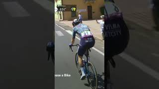 Thumbs up 👍 Hes alright 😅 Van Aert is back on the bike after a small crash tourdefrance cycling [upl. by Pepe]