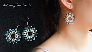 Mandala beaded earrings Super easy tutorial How to make jewelry for beginners [upl. by Ashford]