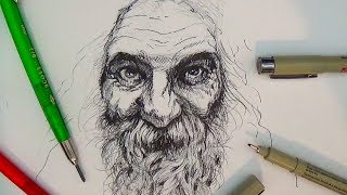 Pen and Ink Drawing Tutorials  Portrait Drawing Demonstration II [upl. by Oirramaj300]