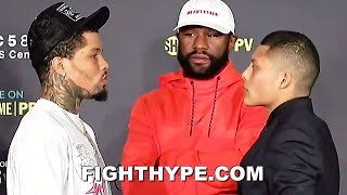 GERVONTA DAVIS STARES DOWN ISAAC CRUZ IN FRONT OF MAYWEATHER AT FIRST FACE OFF [upl. by Ytsirt]