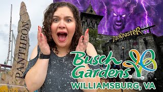 Busch Gardens Williamsburg 2023  Ride POVs NEW DarKoaster Pantheon Shows Food amp Wine more [upl. by Ailerua]