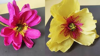 How to Make Two Stunning Crepe Paper Flowers  DIY Flower Craft Tutorial [upl. by Htinnek]