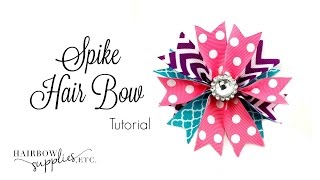 Spike Hair Bow Tutorial  Simple Hair Bow Making with Grosgrain Ribbon Hairbow Supplies Etc [upl. by Frazer956]