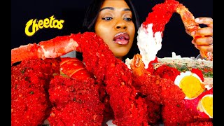 KING CRAB SEAFOOD BOIL MUKBANG  HOT CHEETOS TAKIS  SEAFOOD  MUKBANG  CHEESE SAUCE  ASMR EATING [upl. by Zorana]