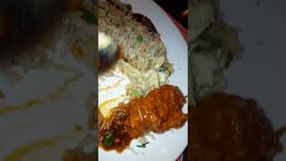 Colourful butter chicken with fried rice of eating plate [upl. by Eirlav942]