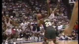 Shawn Kemp eliminates Hakeem Olajuwon [upl. by Piderit]