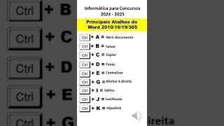 Atalhos do Word 2016  2019  365  TECLAS DE ATALHOS WORD  Informática para Concursos 2024  2025 [upl. by Hanikahs224]