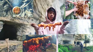 Pork Barbeque At Khoupanglang Cave Waterfall  Naga Local Style  Northeast India [upl. by Ieppet]