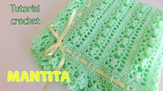 Como tejer un ajuar Mantita o cobija para bebe a crochet ganchillo [upl. by Storfer]