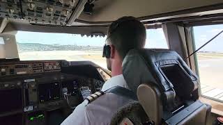 cockpit view BOEING 747 TAKEOFF from ATLANTA clear view of cockpit procedures and radio com [upl. by Annawyt437]