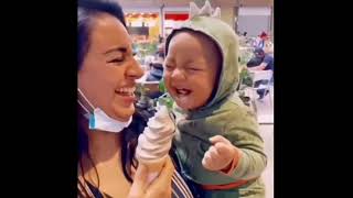 Baby eating ice cream for the first timemakki funny babiesfunny videosamazing video [upl. by Lardner]