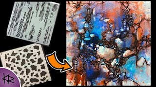 Reverse Stenciling WATERCOLOR demonstration Easy amp Fun Art Journal Abstract Background [upl. by Dovev]