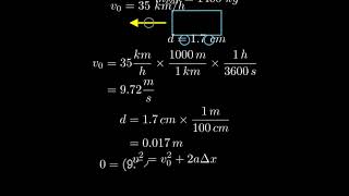 Calculate the acceleration of a 400kg car if it can stop from 35 kmh on a dime How many gs [upl. by Emil]