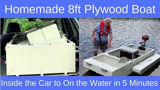 Homemade 8ft Plywood Boat that Fits in my Car  Setup in 5 Minutes [upl. by Daron171]