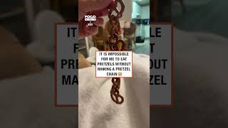 Woman makes pretzel chain before eating it 🥨 😂 🎥 lifewithl3x via Collab [upl. by Einuj394]