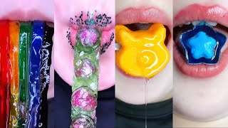 ASMR Colorful jelly Satisfying eat the character Mukbang 먹방 [upl. by Ydnahs]