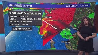 Tornado Warning issued for Pacific County [upl. by Heinrick]