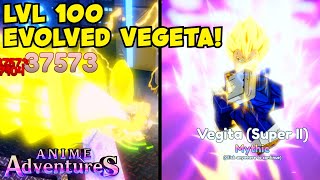 LVL 100 EVOLVED VEGETA SUPER II SHOWCASE IN ANIME ADVENTURES [upl. by Ahsinwad]