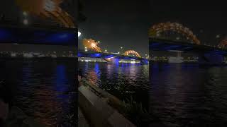 Timelapse of Dragon Bridge colour change in Da Nang Vietnam dragon bridge danang vietnam [upl. by Nomahs]