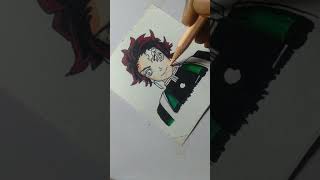 Tanjiro drawing by alcohol markers☺shorts viral drawing art alcohol marker drawing [upl. by Mont412]