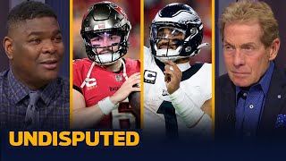 Eagles eliminated Bucs win Mayfield outplays Hurts amp Kelce announces retirement  NFL  UNDISPUTED [upl. by Asela]