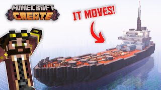 I built a MOVING OIL TANKER in Minecraft Create Mod [upl. by Irmina881]