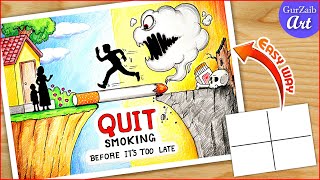 No tobacco day poster drawing easy 🚭  Quit smoking poster drawing  step by step [upl. by Niddala]