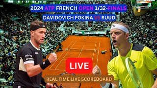 Casper Ruud Vs Alejandro Davidovich Fokina LIVE Score UPDATE Tennis 2024 ATP French Open 132Finals [upl. by Anifur]