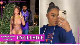 Jordyn Woods Wears GIANT RING Sparking Engagement Rumors With KarlAnthony Towns [upl. by Evatsug369]