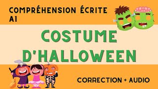 Compréhension écrite A1  Un costume pour Halloween French written comprehension Halloween theme [upl. by Yonita]