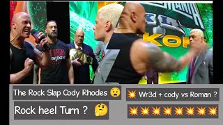 The Rock Slaps Cody Rhodes WrestleMania XL Kickoff  Rock Slaps Cody Rhodes 🔥 [upl. by Anayek308]