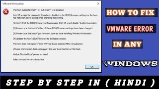 Fix VMware Workstation Error quotThis host supports Intel VTx but Intel VTx is disabledquot [upl. by Notgnilliw]