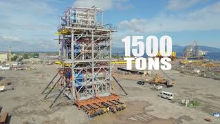 PhilippinesRavago 1500 Tons Refinery Module LoadoutSPMT SPT Multiaxle Cranes Rent Hire [upl. by Anoyet]