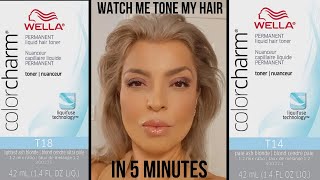 HOW TO TONE BLEACHED BRASSY HAIR TO ASH BLONDE  T14 ampT18 WELLA TONERS MIXED [upl. by Itnaihc]