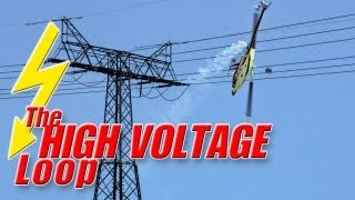 Dangerous RC heli stunt Pirouetting loop around power lines [upl. by Inttirb]