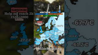 Whats the lowest temperature ever recorded in your country map europe mapping [upl. by Ainesy]