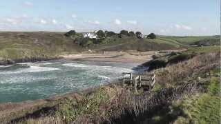 Poldhu cove Cornwall waves on a windy spring day  17 February 2013 [upl. by Hastie]