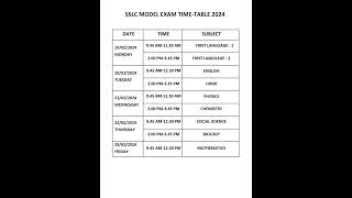 SSLC MODEL EXAM TIME TABLE 2024 [upl. by Einahpts]