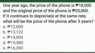 Original price of the phone is ₱20000 If it depreciate at the same rate price after 3 years [upl. by Odlanyer]