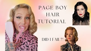 Vintage Pageboy hairstyle on long hair tutorial Betty Draper Dita Von Teese hair styles [upl. by Casimir]