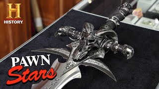 Pawn Stars HIGH VALUE RARE LOOT World of Warcraft Frostmourne Sword Season 17  History [upl. by Eilram817]