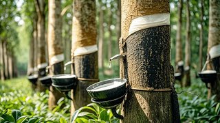 How to Harvest Rubber Directly From Trees  Rubber Harvesting Process [upl. by Milicent235]