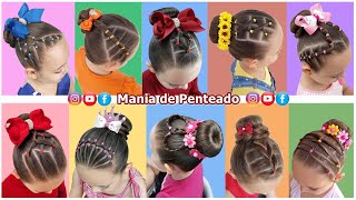 10 Penteados Infantis Fáceis com Coque 🥰 10 Easy Buns Hairstyles for Little Girls 😍💕 [upl. by Verla]