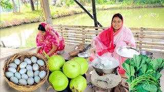 শীতের স্পেশাল হাঁসের ডিম দিয়ে বেগুন রান্না সাথে লাউ পাতার বড়া আর জমিয়ে খাওয়া দাওয়া  egg cury [upl. by Harragan]