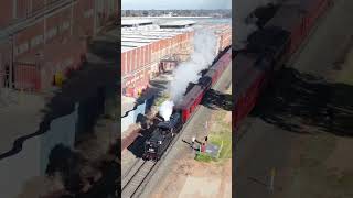 Steam Train K183 pushes past the SPC Factory in Shepparton Australia train history [upl. by Ahsikyw]