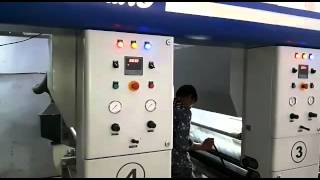 4 COLOUR ROTOGRAVURE PRINTING MACHINE WITH 3 DRIVE SYSTEM [upl. by Tullius]