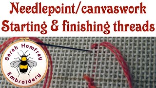 🧵How to start amp end stitches in needlepoint  canvaswork  Needlepoint for beginners video tutorial🧵 [upl. by Storz]