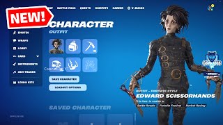 Fortnite NEW Edward Scissorhands Skin Ice Sculptor Emote Full Bundle Showcase [upl. by Natsrik]